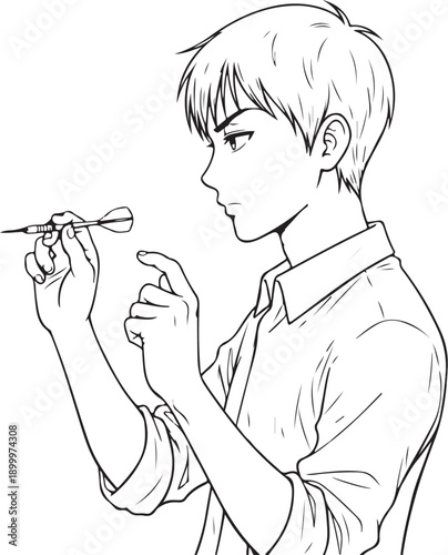 Hungry boy with takeaway pizza box, happy food illustration