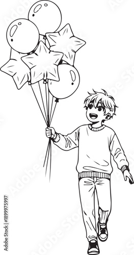 Anime style boy holding flower bouquet, romantic date sketch