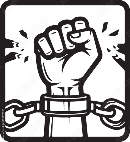 Strong woman breaking chains empowerment victory vector illustration flat design