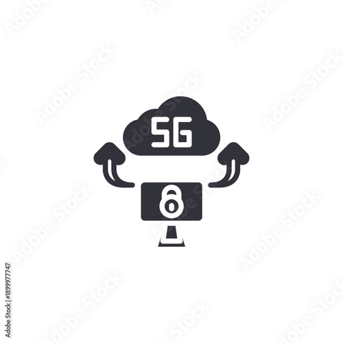 5G modem router device icon showing high-speed internet connection, broadband technology, and secure wireless networking.