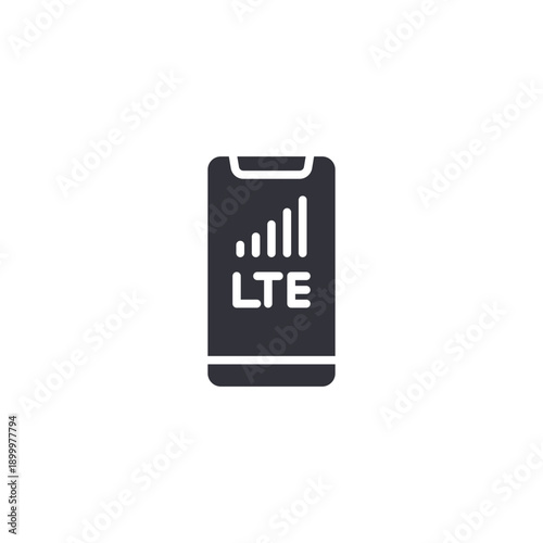 Smartphone with LTE signal bars icon symbolizing long-term evolution network technology and mobile broadband service.