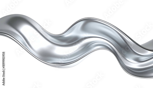 Fluid silver wave swirls against a stark black background, showcasing dynamic motion and texture