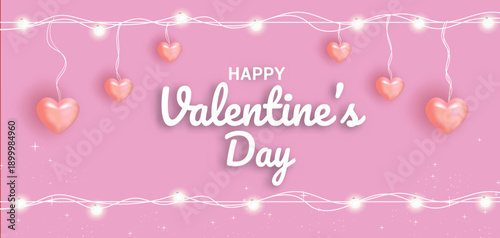 Valentine’s Day Sale Banner with Red Hearts, happy valentines day background vector illustration eps, valentine discount banner, promotional banner, sale banner