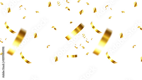 Golden Confetti and Streamers Falling with Motion Blur Celebration