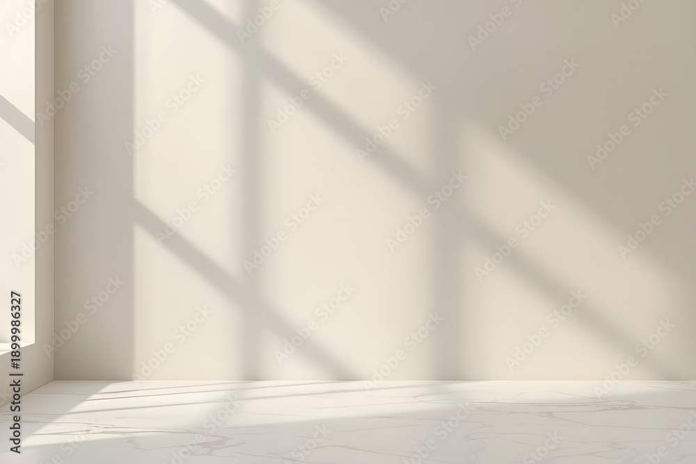 Fototapeta premium Minimal Luxury Interior Background with Soft Natural Window Light and Elegant Neutral Tones