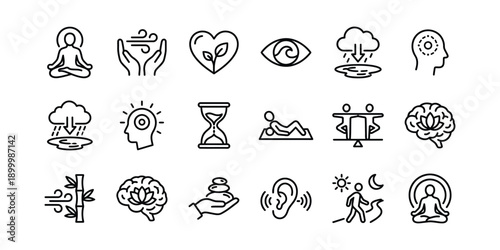 Black line for mental health and wellness concepts mindfulness meditation yoga