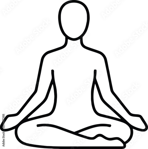 Black line of a person sitting in lotus position line black meditation d