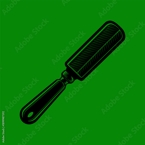 Minimalist hairbrush icon with green background