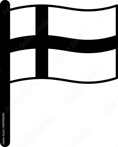 Danish Flag Waving on Pole vector outline