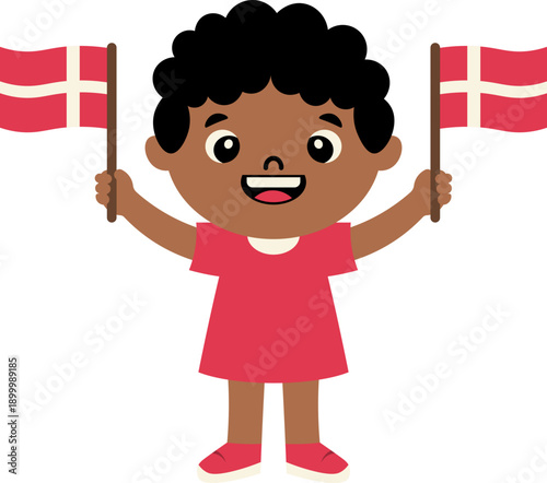 girl Holding Danish Flag vector shape