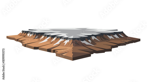 Stylized isometric mountain peak with snow and rugged terrain ideal for game assets or map elevation depiction