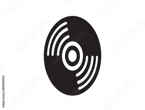 Minimalist black and white vinyl record with sound waves