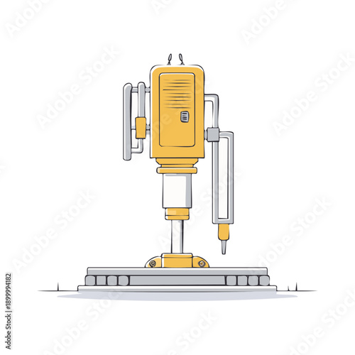 Retro styled industrial drilling machine for manufacturing and engineering processes