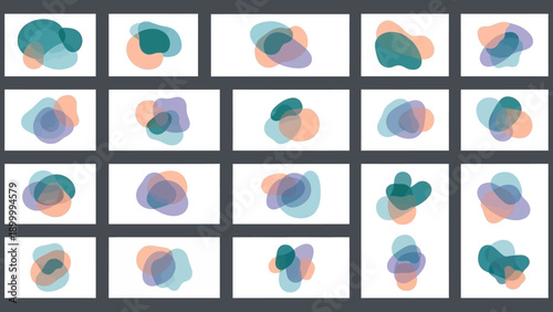 Abstract Colorful Shapes in Grid Pattern.