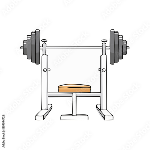 Weightlifting bench press with barbell and weights for gym and fitness training