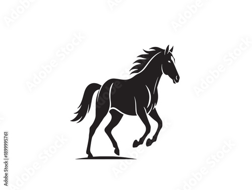 Dynamic black horse silhouette in full gallop