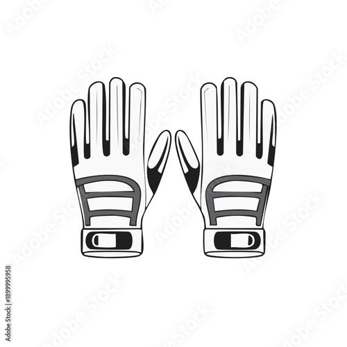 Pair of stylized white goalkeeper gloves with black and grey accents displayed front facing