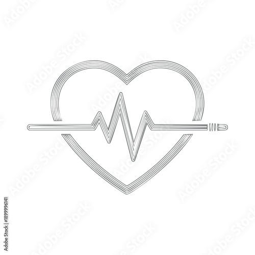 Abstract heart shape with electrocardiogram waveform and audio plug symbol