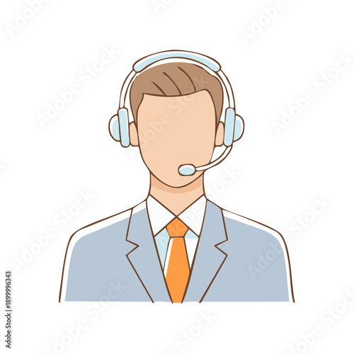 Male Customer Service Agent Wearing Headset and Suit