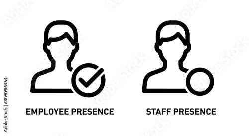 Employee Status Icons: Employee Presence with checkmark and Staff Presence with circle indicator