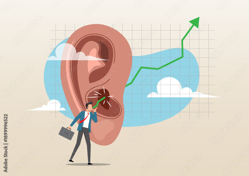 Ταπετσαρία Conceptual Illustration of Insider Trading with Giant Ear and Trend Line