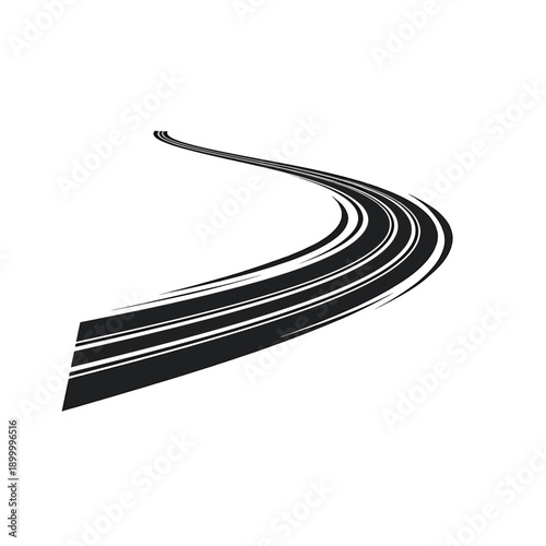 Dynamic curved path illustration with speed lines on white, symbolizing progress and swift movement