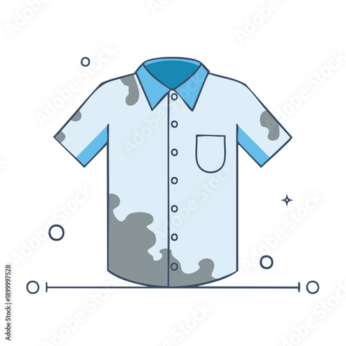 Dirty white collared shirt with grey smudges and clean elements