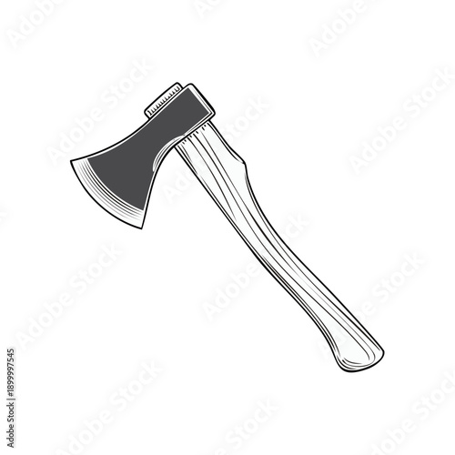 Classic woodcutting axe with a sharp blade and wooden handle isolated on white