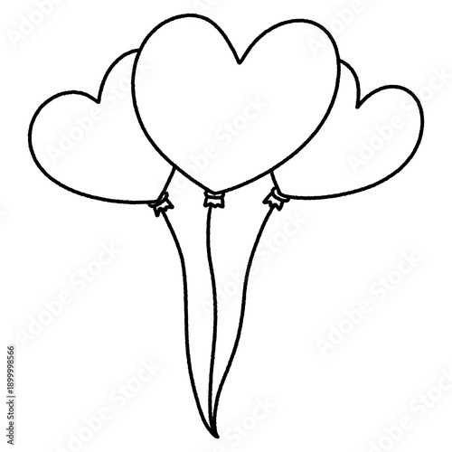 Heart Shaped Balloon Love - Outline