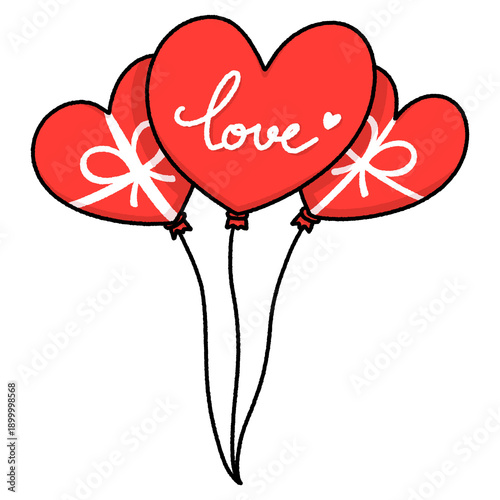 Heart Shaped Balloon Love - Line Color