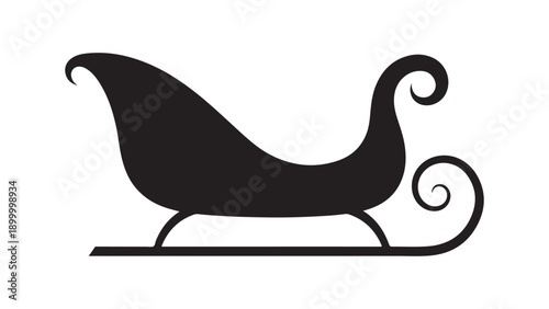 Black silhouette of a vintage sleigh with curled runners, vector illustration for Christmas or winter banner, poster or flyer, isolated on White Background