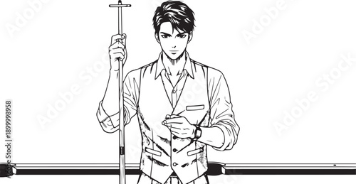 Mysterious boy with Japanese kitsune fox mask, cultural sketch