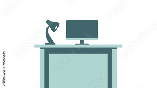 Computer Monitor and Desk Lamp on Desk.