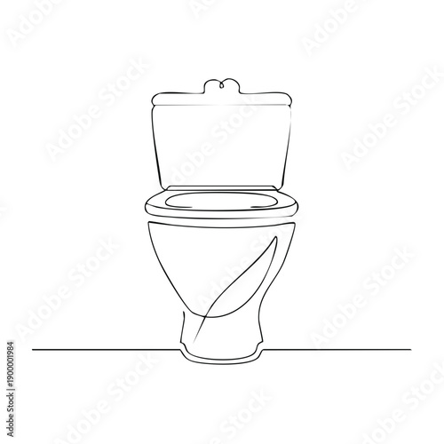 Clean white toilet line drawing with lid open symbolizing hygiene and modern restroom design