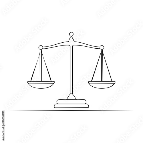 Simple Hand Drawn Outline of Balance Scales Symbolizing Justice and Equilibrium