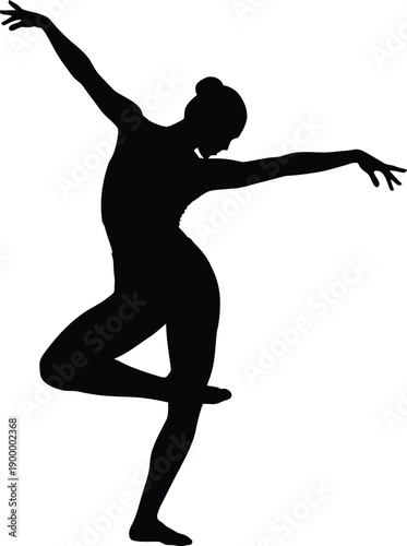 Elegant ballerina in dynamic dance pose on white background