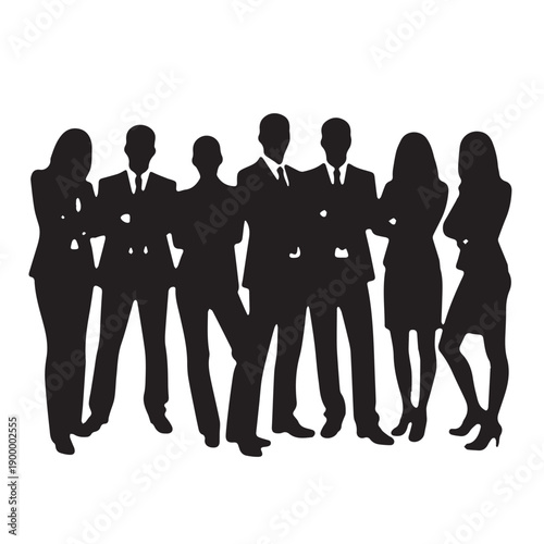 Business people silhouettes, group of standing business men and women 
