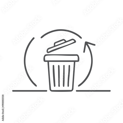 Recycling and Waste Management Icon with Trash Can and Circular Arrows