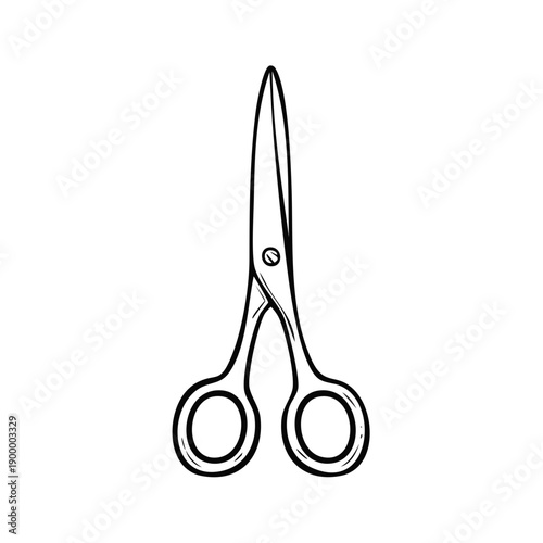 Hand drawn open scissors illustration simple design icon symbol of cutting or tailoring