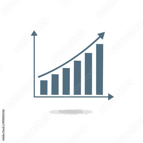 Increasing bar graph chart with upward trending arrow representing financial growth and positive performance