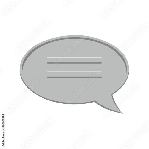 Gray speech bubble symbol with horizontal lines representing text communication message