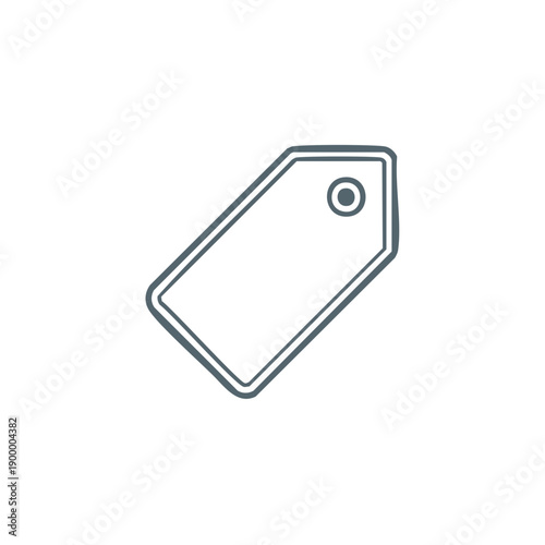 Simple outline icon of a blank retail price tag with a hole and rounded corner