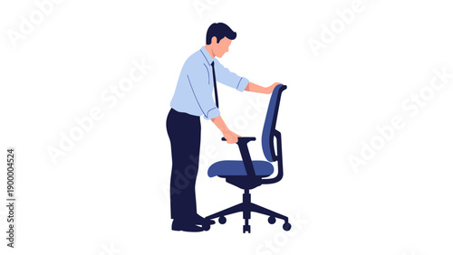 Man Adjusting Office Chair Height.