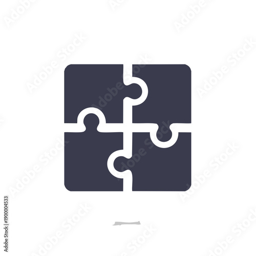Four dark blue puzzle pieces fitted together in a square formation