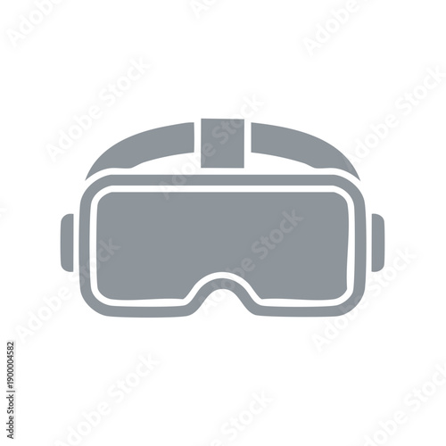 Gray silhouette icon of a virtual reality headset for immersive digital experiences and gaming