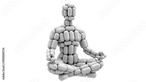 Gray Stone Figurine in Meditation Pose.