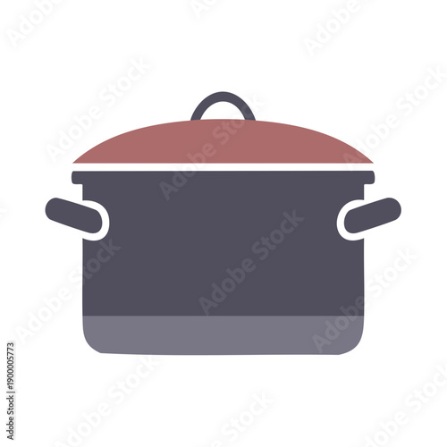 Simple graphic illustration of a cooking pot with handles and a lid