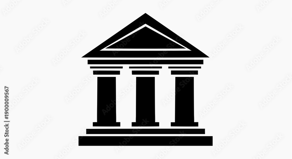 Obraz premium Classic building facade with columns and triangular pediment