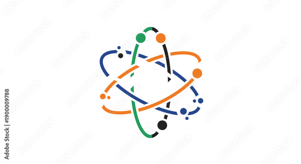 Obraz premium Colorful Atom Model With Orbits.