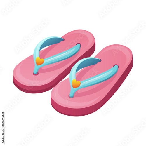 Summer Flip Flops Pair. Vector illustration.